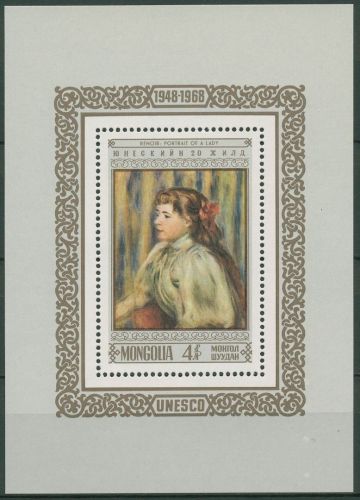 Mongolei 1968 UNESCO Gemälde A.Renoir Block 16 postfrisch (C65587)
