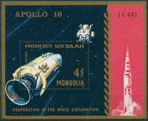 Mongolei 1972 Raumfahrt Apollo 14 Mutterschiff Block 27 postfrisch (C6829)