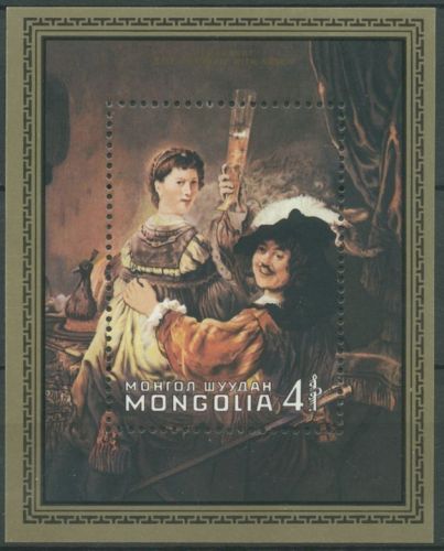 Mongolei 1981 Gemälde Rembrandt Selbstbildnis Block 74 postfrisch (C8729)