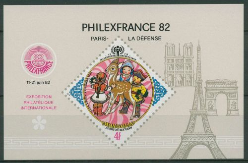 Mongolei 1982 PHILEXFRANCE Bauwerke Paris Block 86 postfrisch (C65594)