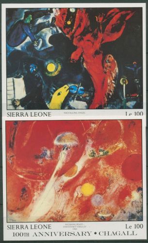 Sierra Leone 1987 Gemälde von Marc Chagall Block 62/63 postfrisch (C42197)