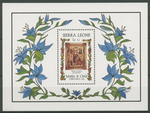 Sierra Leone 1985 Weihnachten Book of Kells Block 38 postfrisch (C42198)
