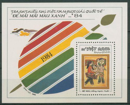 Vietnam 1988 Naturschutz Kinderzeichnung Block 62 ungebraucht o.G. (C65672)