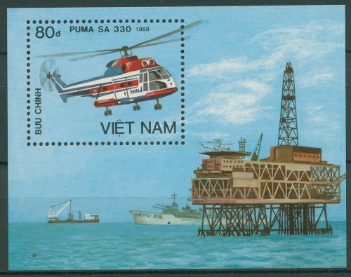Vietnam 1989 Luftfahrt Hubschrauber Block 68 postfrisch (C65674)