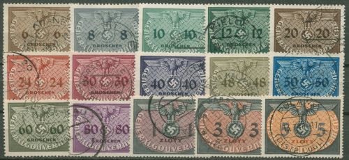 Generalgouvernement Dienstmarken 1940 D 1/15 gestempelt
