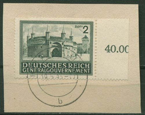 Generalgouvernement 1943 Freimarke 113 gestempelt, Briefstück