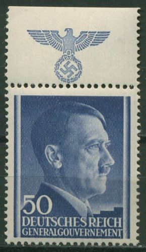 Generalgouvernement 1943 Freimarke Hitler mit Oberrand 110 OR postfrisch