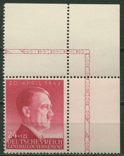 Generalgouvernement 1943 Geburtstag Hitlers 102 Ecke 2 postfrisch