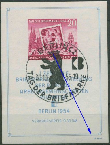 DDR 1954 Briefmarken-Ausstellung mit Plattenfehler Block 10 X II b mit ESST