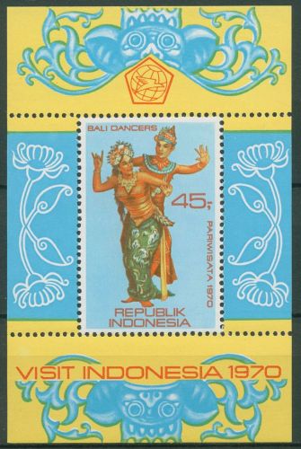 Indonesien 1970 Tourismus Tänzer Block 16 postfrisch (C65688)