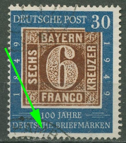Bund 1949 100 Jahre dt. Briefmarken mit Plattenfehler 115 VI gestempelt