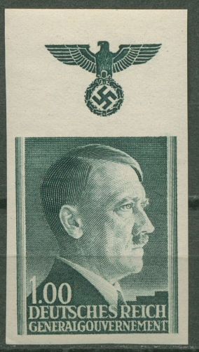 Generalgouvernement 1942 Freimarke Hitler Oberrand ungezähnt! 87 U OR postfrisch