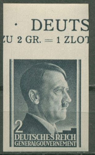 Generalgouvernement 1941 Freim. Hitler Oberrand ungezähnt! 72 U OR postfrisch