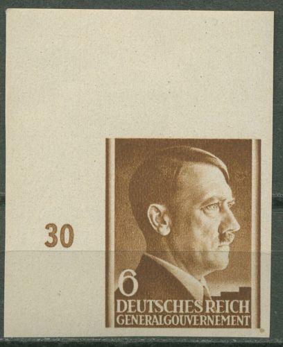 Generalgouvernement 1941 Freimarke Hitler ungezähnt! 72 U Ecke 1 postfrisch