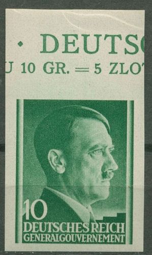 Generalgouvernement 1941 Freim. Hitler Oberrand ungezähnt! 74 U OR postfrisch