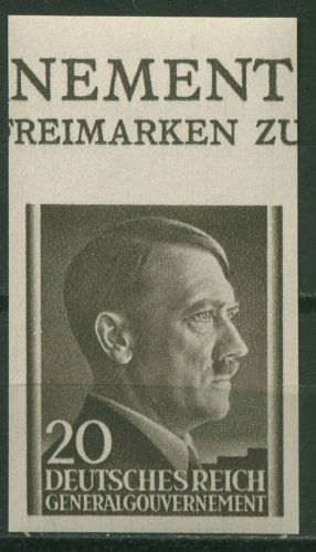 Generalgouvernement 1941 Freim. Hitler Oberrand ungezähnt! 77 U OR postfrisch