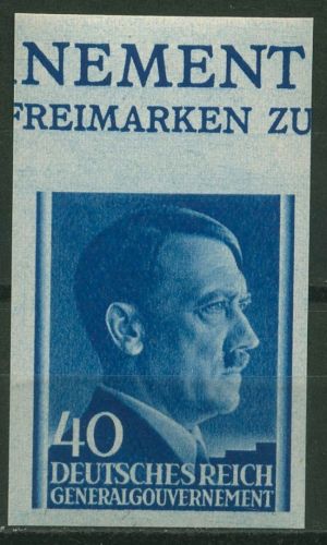 Generalgouvernement 1941 Freim. Hitler Oberrand ungezähnt! 81 U OR postfrisch