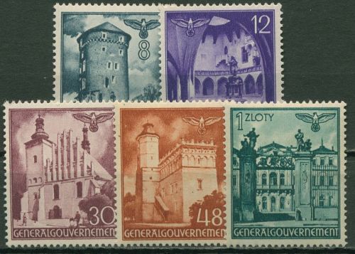 Generalgouvernement 1941 Freimarken Bauwerke 66/70 postfrisch