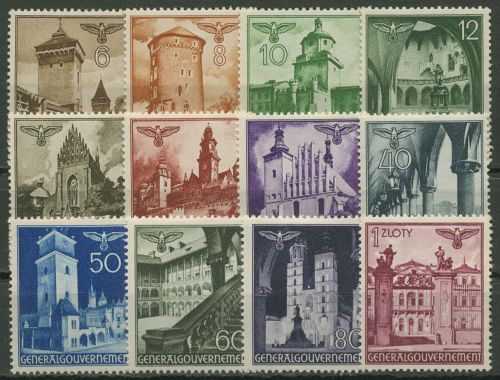 Generalgouvernement 1940 Freimarken Bauwerke 40/51 mit Falz