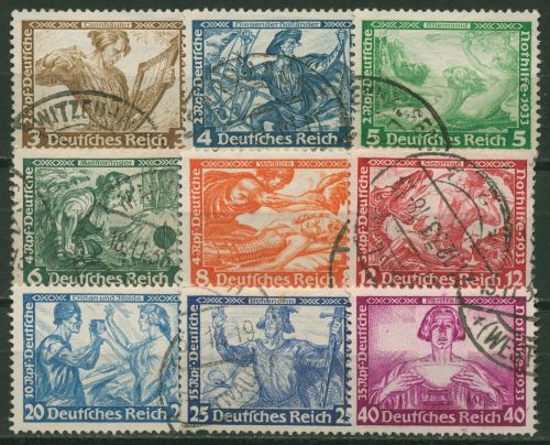 Deutsches Reich 1933 Deutsche Nothilfe Wagner 499/507 gestempelt