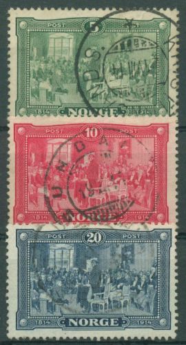 Norwegen 1914 Unabhängigkeit Gemälde Reichsversammlung 93/95 gestempelt
