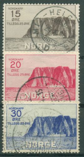 Norwegen 1930 Fremdenverkehr 1. Nordkapausgabe 159/61 gestempelt
