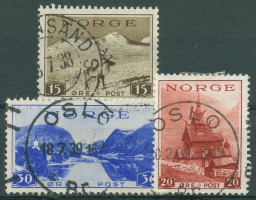 Norwegen 1939 Fremdenverkehr Rentier Stabkirche Fjord 200/02 x gestempelt