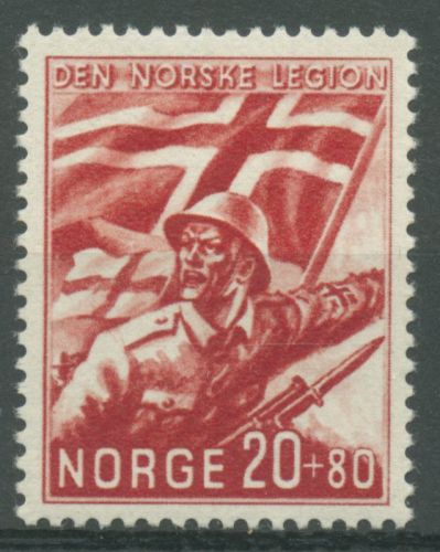 Norwegen 1941 Legionär mit Fahne 236 postfrisch, Rückseite mit Mängel