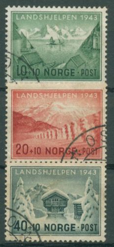 Norwegen 1943 Landeshilfe Fischerdorf 292/94 gestempelt