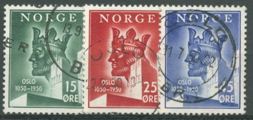 Norwegen 1950 Stadt Oslo Rathaus König Harald III. 348/50 gestempelt