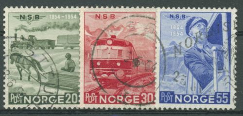 Norwegen 1954 Eisenbahn Pferdeschlitten 384/86 gestempelt