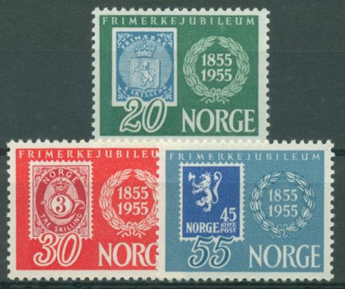 Norwegen 1955 100 Jahre Briefmarken 390/92 postfrisch