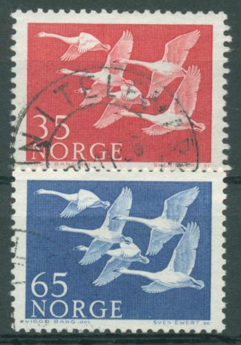 Norwegen 1956 NORDEN Fünf Schwäne 406/07 gestempelt