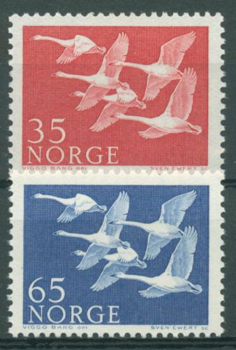 Norwegen 1956 NORDEN Fünf Schwäne 406/07 postfrisch