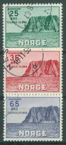 Norwegen 1957 Fremdenverkehr 5. Nordkapausgabe 408/10 gestempelt