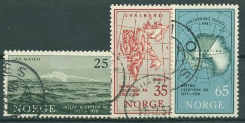 Norwegen 1957 Geophysikalisches Jahr Landkarten 411/13 gestempelt