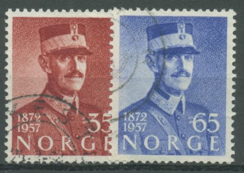Norwegen 1957 König Haakon VII. 416/17 gestempelt