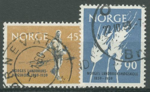 Norwegen 1959 Landwirtschaftliche Hochschule Sämann Getreide 436/37 gestempelt