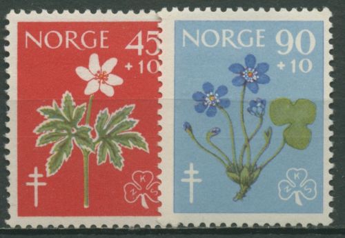 Norwegen 1960 Pflanzen Buschwindröschen, Leberblümchen 438/39 postfrisch