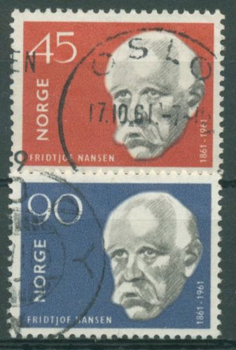 Norwegen 1961 Polarforscher Fridtjof Nansen 460/61 gestempelt