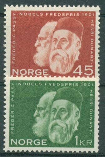 Norwegen 1961 Nobelpreis Henri Dunant Frederic Passy 464/65 postfrisch