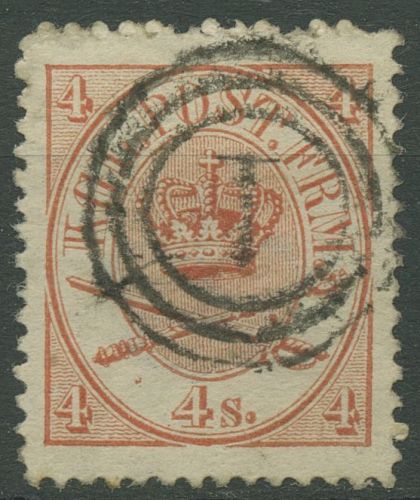 Dänemark 1864/1870 Kroninsignien 4 Skilling 13 Aa gestempelt