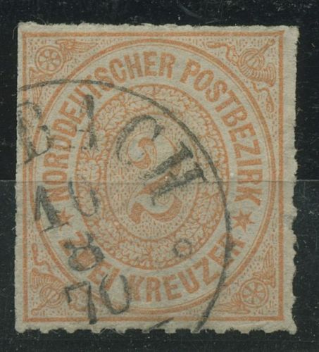Norddeutscher Postbezirk NDP 1868 2 Kreuzer 8 gestempelt