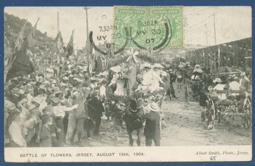 Battle of Flowers Jersey August 1904, gelaufen 1907 (AK5336)