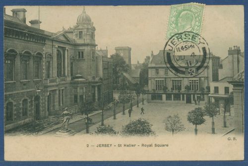 Insel Jersey Saint-Helier's Royal Square, gelaufen 1911 (AK5324)