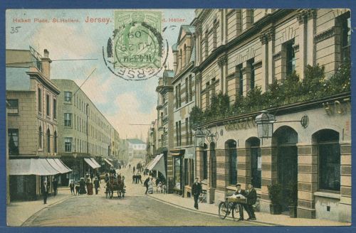 Insel Jersey Saint-Helier's Halket Place, gelaufen 1909 (AK5319)
