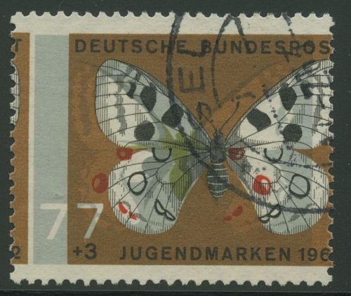 Bund 1962 Schmetterlinge ABART extreme Passerverschiebung !!! 376 gestempelt