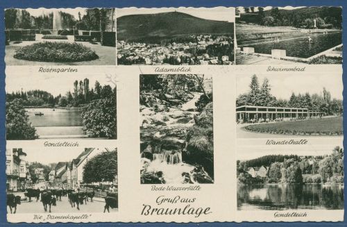 Braunlage Schwimmbad Viehaustrieb, gelaufen 1962 fleckig (AK5399)