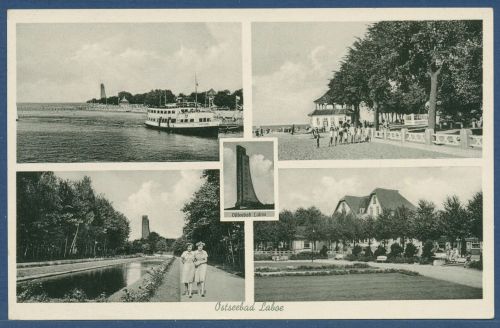 Ostseebad Laboe Strand Marine-Ehrenmal, beschrieben (AK5382)