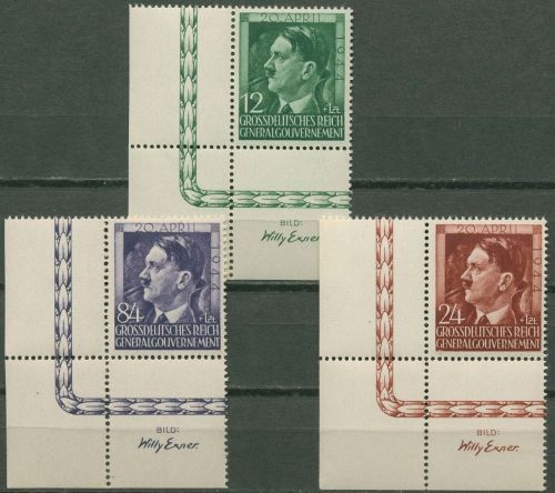 Generalgouvernement 1944 Hitler 117/19 Ecke 3 postfrisch